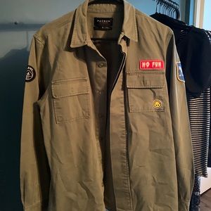 Men’s Pacsun Green Army Jacket with patches